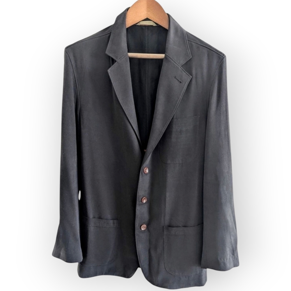 Tommy Bahama Men's M Sport Jacket Blazer Charcoal Black 100% Silk Lined Soft